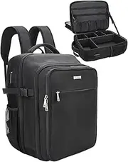 Barber Travel Backpack, Large Makeup Case for Hair Stylist, Professiona Hairdressing Tool Storage Box, Insulated Compartment, USB External Charging, with Adjustable Divider (Black)