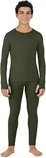 [Cuddl Duds] Kids Thermal Underwear Long Johns for Boys Fleece Lined Cold Weather Base Layer Top and Leggings Bottom Winter Set