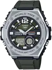 [Casio] MWQ100-3A Analogue-Digital Black Band Unisex Watch, Green Dial, 51.2 × 50.6 × 15 mm