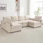 6 Modular Sectional U Shape Couch w/Storage USB Port Cup Holder Reversible Chais