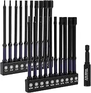 21Pcs 1/4 Inch Hex Head Allen Wrench Drill Bit Set Metric and SAE S2 Alloy Steel Hex Bit Set with Magnetic Tips Quick Release Hex Shank Screw Driver Drill Bit for Home and Automotive Repair