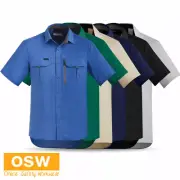 Mens Outdoor Ripstop S/S Work Shirt Black Navy Green Blue Stone Sand ZW465