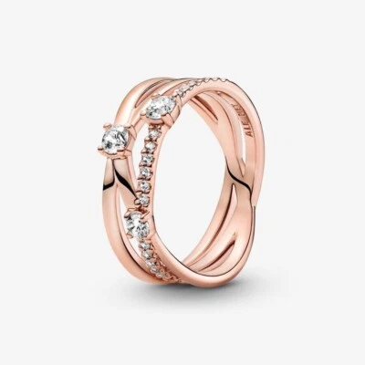 Authentic Pandora Rose Sparkling Triple Band Ring Size (50) 5