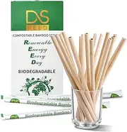 100 Pack DS Reed Natural Bamboo Drinking Straw Reusable BPA Free 7.8" EcoFriendly Organic Alternative To Plastic Straws Strong Durable Compostable Biodegradable Heavy Duty Cold & Hot drinks