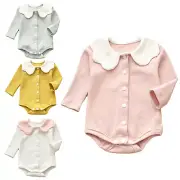Girls Sweet Long Sleeve Press Button One Piece Casual Romper Jumpsuit Clothes