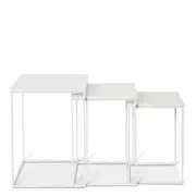 3pc E Style Duke Square Metal/MDF Side Table Set - White