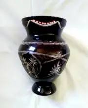 ANTIQUE LARGE RUBY CUT CRYSTAL GLASS BOHEMIAN/CZECH BALLERINA VASE 10"