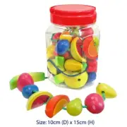 LACING Fruit Blocks JAR Wooden Educational Threading Kids Children TOY 30 pcs