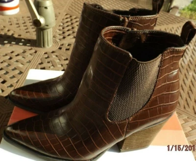 New NIB Ladies Women's Sz 8 M SOUL Naturalizer Micah Ankle Boot Boots Brown Croc