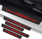 NP Car Door Sill Protectors 4Pcs for RAM 1500, Carbon Fiber Leather Door Sill Sticker for Dodge RAM, Car Door Scuff Plate Door Entry Guard Threshold Scratch Protection Sticker Decoration (Red)