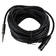 50ft XLR 3-Pin Male Cable to 6.35mm 1/4" Stereo Plug Shielded Speaker Mic Cable