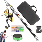 Fishing Rod and Reel Combo | Telescopic Fishing Kit | Fish Accessories for Tackle Crappie Bass River Lake Travel Kayak Camping