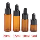 5pcs/lot Amber Glass Pipette Bottle Jars Cosmetic Perfume Essential Oil Bott*_ch