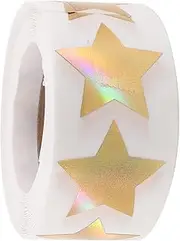 COMPUKAS 1Roll Wedding Star Seal Stickers Self Adhesive Foil Labels for DIY Projects and Envelopes for Weddings and Celebrations Stickers Designs