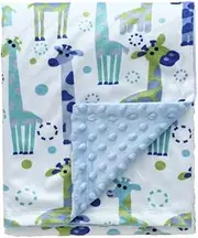 CREVENT Minky Baby Blanket for Boys Soft Plush Receiving for Newborns Toddlers Swaddling(Cute Animal Printed + Dot Backing - Giraffe 76x102cm)