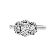 NEW 100% Authentic PANDORA 925 Silver Three Stone Vintage Ring 190049C01