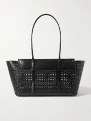 [Alaïa] Alaïa - New Mina 32 Laser-cut Leather Shoulder Bag - Black - One size One size Black