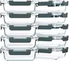 Clear Glass Food Storage Containers – 10 Pack with Silicone Seals for Freshness