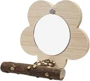 WeiLaiKeQi Bird Mirror with Perch Parrot Climbing Toy Parrot Interactive Play Toys for Finches, Brown