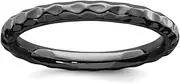 [JewelryWeb] 925 Sterling Silver Polished Patterned Ruthenium plating Stackable Black Plated Rice Ring Size 5-Stackable-Ring for Women