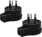 (2 Pack) Flat Top AU Plug,Toptekits DIY Rewireable 3 Pins Australia Plug 10A 250V Electrical Wire Connect AC Power Adapter Detachable (Black, Flat Top AU Plug,2-Pack)