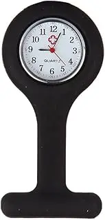 [T Tersely] Nurse Watch Brooch, Nurse Fob Watches, Silicone Nurse Doctor Brooch Fob Watch Lapel Pin Clip on Hanging Pocket Watch for Men Women,Black