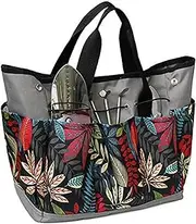 Garden Tool Bag, Heavy Duty Canvas Tool Storage Home Organizer Gardening Tool Kit Holder (Flower)