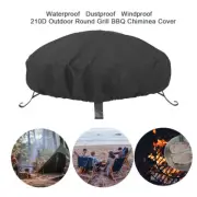 33/48" Patio Round Fire Pit Cover Waterproof Uv Protector Grill Bbq Cover Black