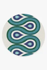 245' Round | Machine Washable Runner Rug | Kid & Pet Friendly | Indoor Rug | Jonathan Adler Milano Peacock Rug | Ruggable