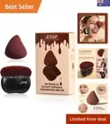 Foundation Brush with Makeup Sponge, Black Makeup Brush Flat Top Kabuki Brush...