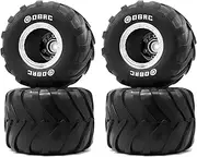 OGRC 1.0 RC Monster Truck Wheel Rim Tires Set for FCX24 SCX24 C10 JLU Deadbolt Gladiator Bronco 1/24 Crawler Car (Silver)