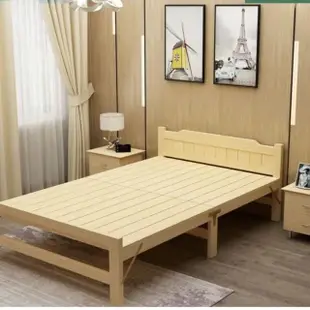 【May Shop】折疊床單人實木床簡易結實雙人午睡床家用租房成人加強床(奢露必備)