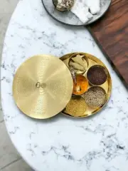 Pure Brass Masala Dani Box Set Indian Spice Storage Rack Container For Kitchen