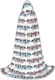 VPPUR Monorail Train Print Unisex Hooded Cloak For Carnival Theme Party Decorations Witch Costume Cosplay