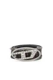 [Diesel] Diesel - Canvas and leather belt with crystals - Belts - Woman - Black 85 Black