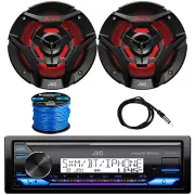 in-Dash Marine Bluetooth Receiver, Remote, 2x 6.5" LED Speakers, Wire, Antenna
