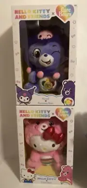 10.5” Hello Kitty Cheer Bear & Kuromi Harmony Care Bear Plush Collector Sealed