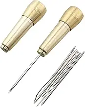 TAODAN 8PCS Canvas Leather Sewing Cap Needle Set Copper Awl Shoe Repair Leather Tool Set Canvas Leather Sewing Awl Tool Shoe Repair for Sewing Tent Backpack Sleeping Bag Jacket