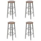 vidaXL Bar Stools 4 pcs Silver and Brown MDF HEE