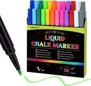 24 X Chalk Markers,Liquid Chalk Markers, Chalkboard Markers for Acrylic Fridge C