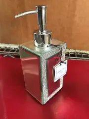 Bella Lux Bathroom Accessory Rhinestones Crystal Mirror Soap Dispenser ~New~