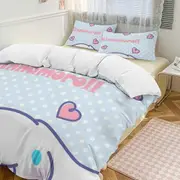 v206 Cinnamoroll 3-Piece Twin Bed Set - Includes 1 Single Comforter And 2 Pillowcases Bedding - Fade Resistant Microfiber - Cinnamoroll io206