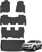 Floor Mats for 2022 2023 2024 Jeep Wagoneer with Trunk Mat All Weather TPE Protection 3 Rows Car Floor Liners Full Set with Cargo Liners