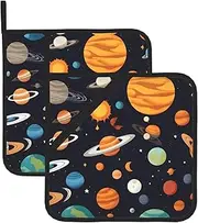 Outer Space Galaxy Solar System Potholders BBQ Pot Holders for Heat Resistant Potholder, Hot Pads,Cooking Baking(2-Pack)