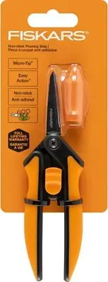 Fiskars Micro-Tip Pruning Shears, Non-Stick Blades, Sharp Plant Scissors