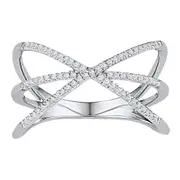 14k White Gold Round Diamond Negative Space Band Ring 1/5 Cttw