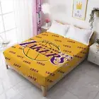 Yellow Basketball Sport Fitted Sheet Bed Decor Set Single/Double/Queen Size Gift
