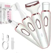 [YOXUE] Electric Razor for Women, 4 in 1 Womens Shaver for Pubic Hair Wet & Dry Cordless Hair Remover for Eyebrow, Nose, Face, Legs, Underarms Portable Bikini Trimmer Rechargeable for Lady Hair Shaving.