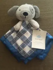 Cloud Island Puppy Dog Lovey Gingham Gray Blue Plaid Security Blanket NWT RARE