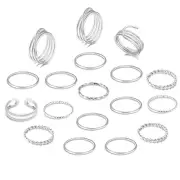 18-31 Pcs Knuckle Rings for Women Stackable Rings Sets Vintage Silver 2-18PCS
